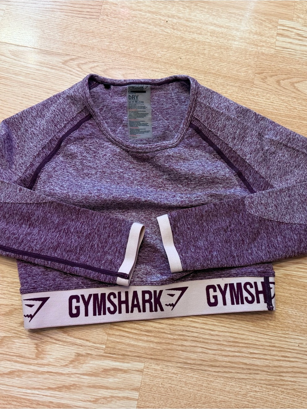 Gymshark Fit Seamless Long Sleeve Crop Top Purple Heathered Size M